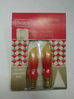 2 Vintage Candelabra Base 120 Volt Natural Flame Shape Bulbs Sears Roebuck Co. • $9.99