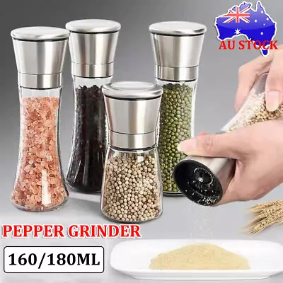 1/2x Stainless Steel Salt And Pepper Grinder Manual Ceramic Mills Glass Kitchen  • $15.19