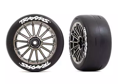 Traxxas 9375R Black Chrome Multi-Spoke Wheels And Ultra-Wide Slick Tires 4-Tec 3 • $29.95