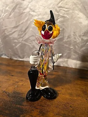 Vintage Murano Circus Clown Hand Blown Art Glass Figurine Sculpture 8” Tall • $35