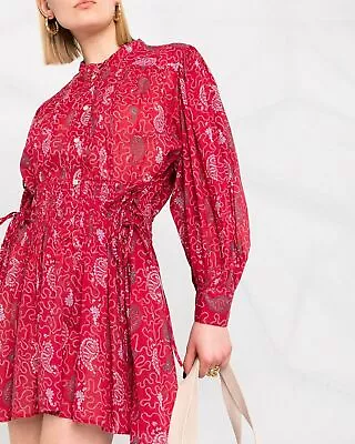 Isabel Marant Etoile Women's Red Cotton Anaco Paisley Printed Mini Dress M 34 • $252.40