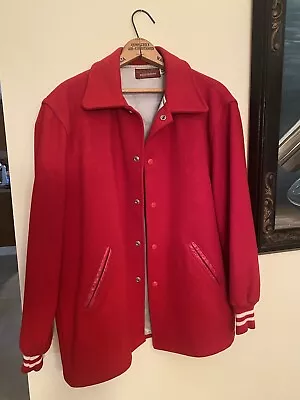 Men’s Vtg Red Wool Varsity Jacket 42R Harley Davidson  1950s 1960s • $40