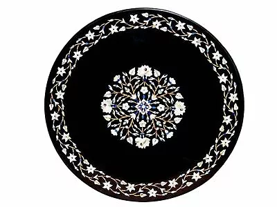 2' Black Marble Table Top Dining Coffee Center Inlay Mosaic Malachite G20 X-mas • $787