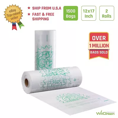 2 Rolls Plastic Produce Fruit Vegetable Roll Bags 12x17 1250 Bags • $35.99