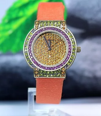 HEIDI DAUS Fruity Orange Color Crystals Watch + Run's With New Battery • $39