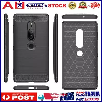 Soft TPU Carbon Fiber Phone Case Back Cover For XZ2 Premium (Black) • $7.41