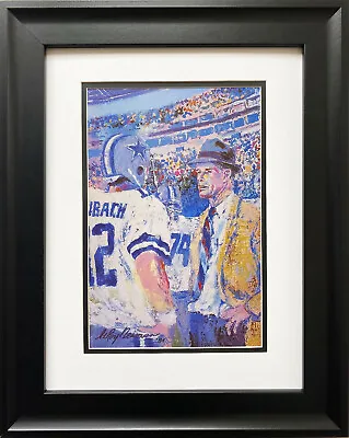 LeRoy Neiman  Roger Staubach - Tom Landry  NEW CUSTOM FRAMED Dallas Cowboys NFL • $179.99