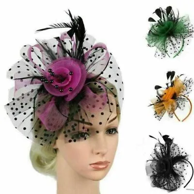 £5.98 • Buy UK Feather Hair Fascinator Alice Headband Clip Ladies Wedding Royal Ascot Races