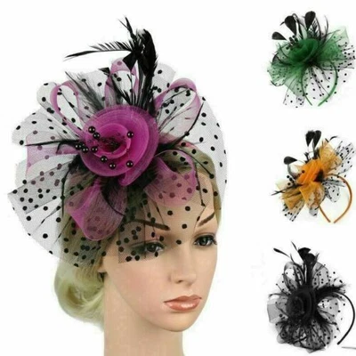 £5.98 • Buy UK Feather Hair Fascinator Alice Headband Clip Ladies Wedding Royal Ascot Races