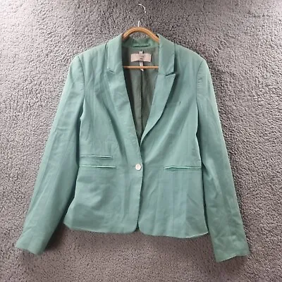 $48.95 • Buy BERSHKA Womens Blazer Jacket Size L Green Lonfg Sleeve Collared Sunny Days & Me