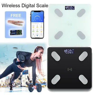 Wireless Digital Body Fat Scale Bathroom Bluetooth Scales Weight BMI Water 180KG • $16.99