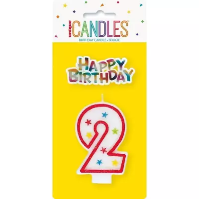 Multicolour Numeral Candle  2  With Happy Birthday Cake Topper Kids Decorations • $2.95