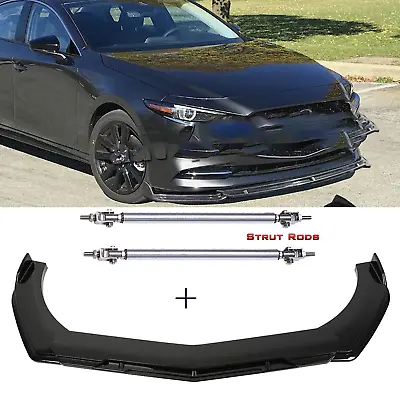 Glossy Black Car Front Bumper Splitter Spoiler Kit For Mazda Speed 3 6 RX CX • $49.99