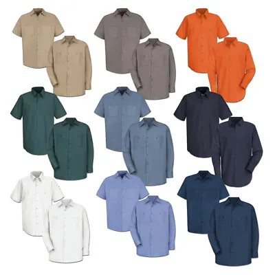 Red Kap Work Shirt 100% Cotton 2 Pocket Men's Durable Industrial Uniform • $18.98
