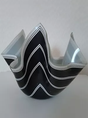 Chance Brothers Black And White Glass 'Bandel-2' Vintage Handkerchief Vase/Bowl • £20.99