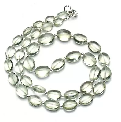Natural Gem Prasiolite 9x7 To 12x9MM Size Smooth Oval Nugget Beads Necklace 19  • $24.64