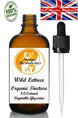 Organic Wild Lettuce Extract Tincture 100ml-Alcohol Free-Certified-UK Herbalist • £15.99