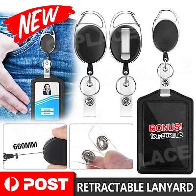 Retractable Lanyard ID Card Holder Business Badges Security Pass Reel Key Chain • $4.95