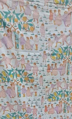 £25 • Buy Vintage 1970's Arthur Sanderson Fabric - Children's Curtains  Oranges & Lemons  