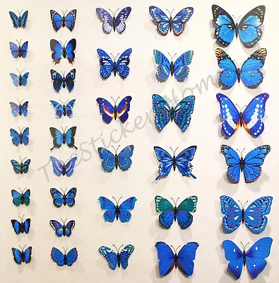 12pcs 3D Butterfly Wall Art Decal Stickers Magnet Home Decoration PVC Mural Shop • £2.99