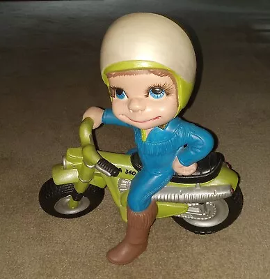 Vintage Atlantic Mold Ceramic Figure Boy On Green Honda 360 Motorcycle Dirt Bike • $59.95