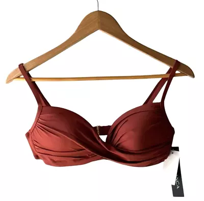 La Blanca Size 8 Brown Twist Front Padded Wireless Bikini Top - New • $51