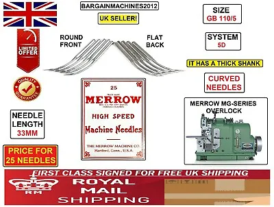 £29.99 • Buy Merrow Mg-series System:5d S=110/5 Curved Industrl Overlock Sewing Mchine Needle