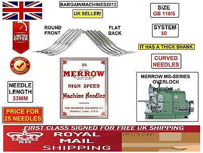 Merrow Mg-series System:5d S=110/5 Curved Industrl Overlock Sewing Mchine Needle • £39.99