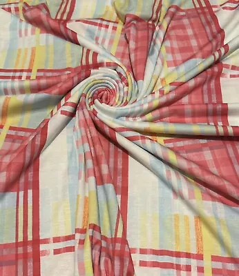 3 Metres Cotton Lycra Jersey Stretch Check/tartan Print Dress Fabric 60  Wide • £8.95