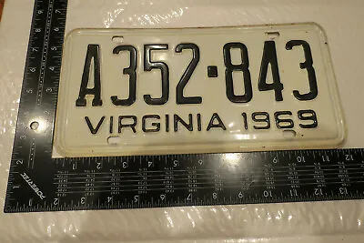 1969 69 Virginia Va License Plate Tag #a352-843 A352843 (chcol) • $16