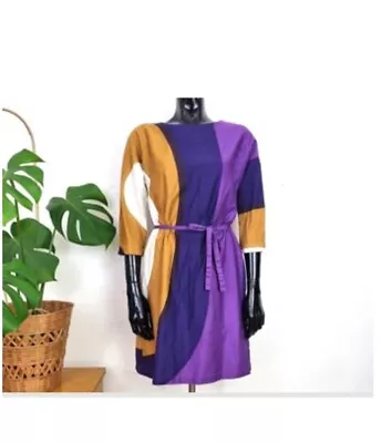 Marimekko Penninen Dress - Vintage - Size Medium - Purple/Yellow Cotton • $120