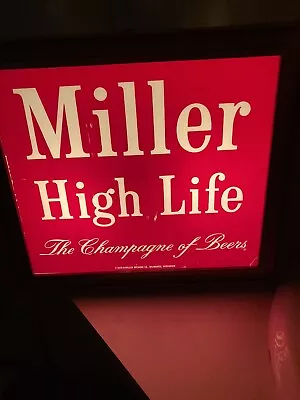 Vintage Miller High Life Lighted Beer Sign Champagne Of Beers • $40