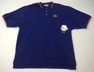 VINTAGE NOS Florida Gators Men's XXL 2XL Short Sleeve Polo Shirt Blue • $18.95