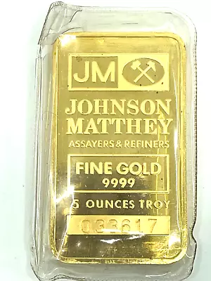 5 Oz Johnson Matthey .9999 Fine Gold Collectible Secondary Market Rare Bar • $13495