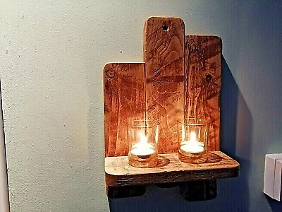 Rustic Reclaimed Pallet Wood  Wall Sconce / Candle  Holder / Tea Light • £12.99