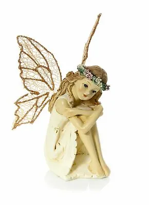 Mousehouse Beautiful Little Fairy Figurine Ornament With Glittery Fabric Wings • £14.99