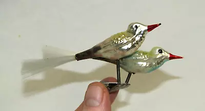 German Antique Glass Double Bird Clip On Christmas Ornament Decoration 1950's • $45