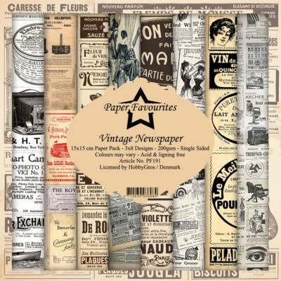 £5.50 • Buy New Dixi Craft  Paper Favourites 15cm X 15cm Paper Sheets Vintage Newspaper 