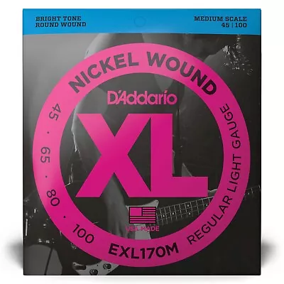 D'Addario EXL170M Nickel Wound Bass Guitar Strings Light 45-100 Medium Scale • $18.65