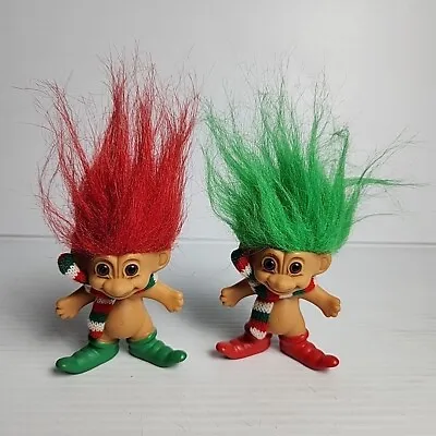 Russ Troll Dolls Merry Little Christmas Elves With Scarf W/Green And Red Hair  • $11.96