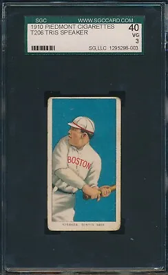 1910 T206 Piedmont 350/25 Tris Speaker Rc Sgc 40 Vg 3 Hof Tough! • $1799.99