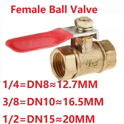 £8.76 • Buy Brass Ball Valve 1/4 3/8 1/2 BSP Female Thread Lever Handle Shut-off Tap Switch