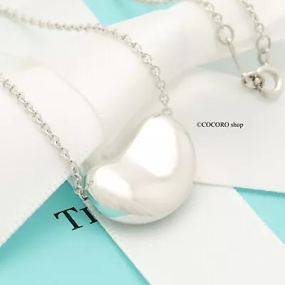 Tiffany & Co. Elsa Peretti 20mm Bean Necklace Pendant 16.2  Silver 925 W/Pouch • $145