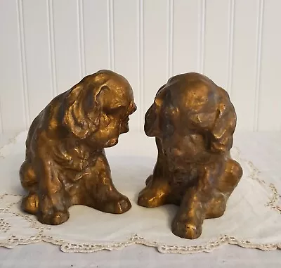 Antique Signed McClelland Barclay Bronze Cocker Spaniel Puppy Dog Bookends • $160