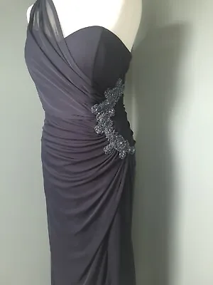Womens XSCAPE Midnight Blue One Shoulder Ruched Dress Size 10/12 New • £34