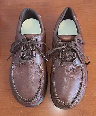 SAS Lace-up Shoes Men's Brown Leather Oxford Comfort Sz. 9 Wide Moc Toe • $13.59
