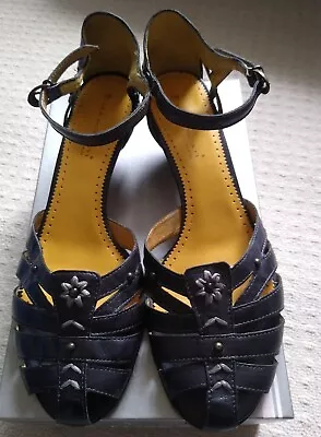 Lea Foscati Leather Sandals Shoes. Strappy Black Or Very Dark Navy? Size 40  • £5.99