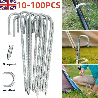 10-100Pcs Tent Pegs Heavy Duty Steel Marquee Ground Stakes Gazebo Camping Awning • £10.99