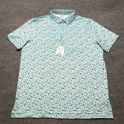 NEW 1764 Golf Polo Shirt Mens Large Blue Martini Wine Glasses All Over Print • $20.79