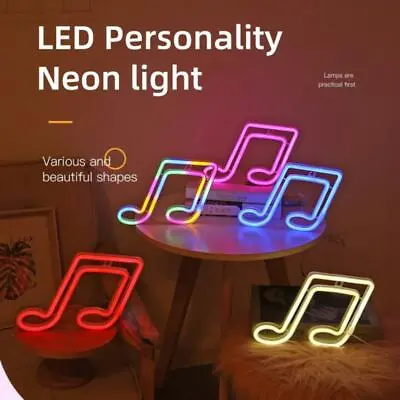 £8.47 • Buy LED Neon Sign Music Note Shaped Wall Night Light USB Batteriebetriebene Tisc#vi